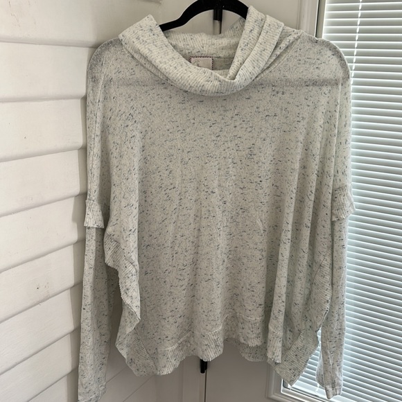 Anthropologie x Postmark Lassen Cowl Neck Blue Speckled Boho Sweater - Picture 2 of 9